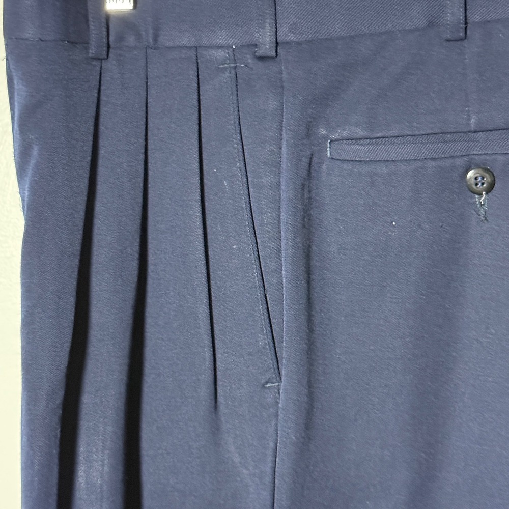 Gianfranco Ruffini Vintage Dress Pants Navy Blue 100% Wool Pleats 34x32 Tailored - Picture 5 of 7